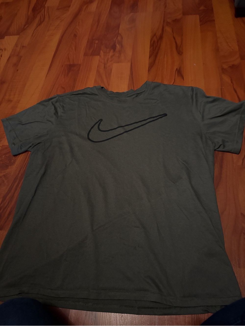 Nike Olive Green Short Sleeve Tee with Black Swoosh
